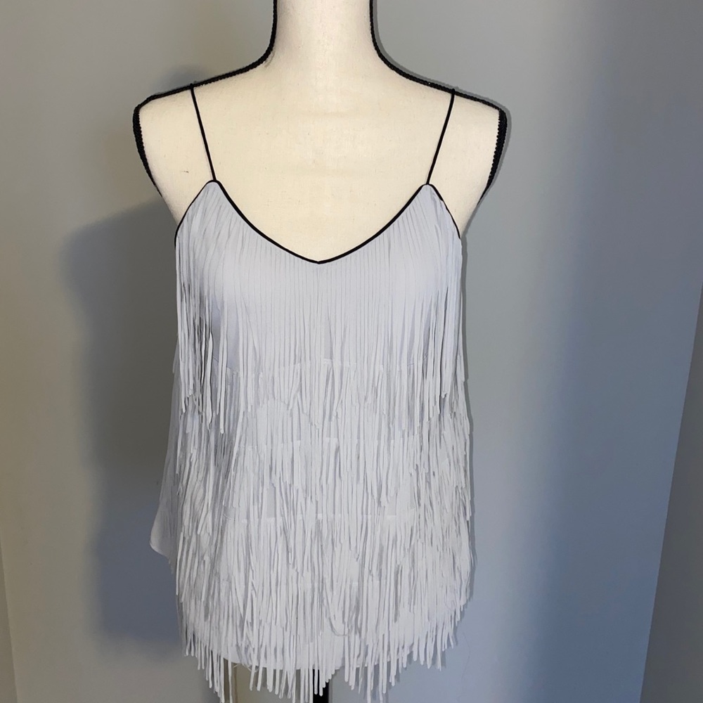 Naked Zebra Fringe Sleeveless Top